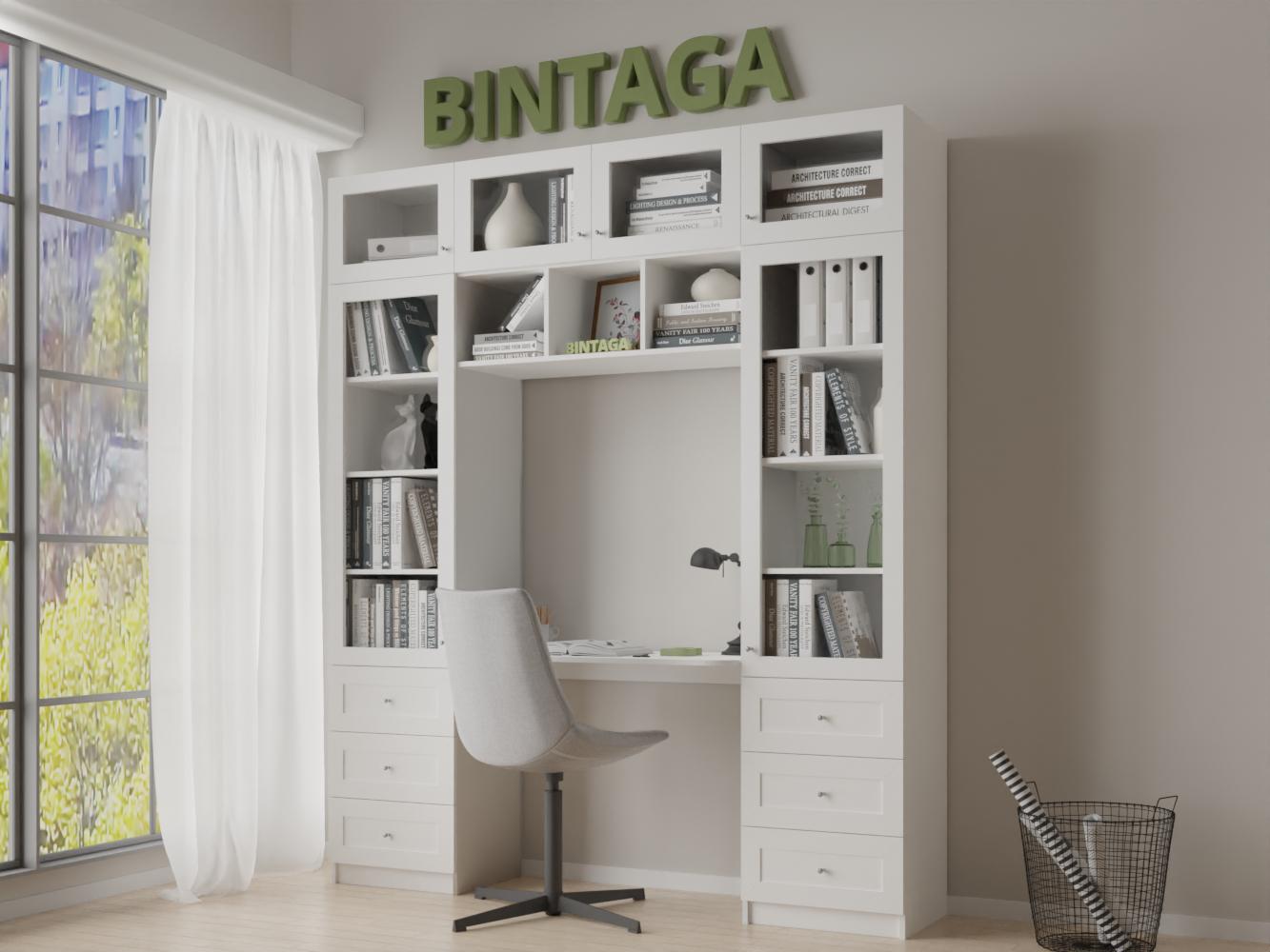 Книжный шкаф Билли 365 white ИКЕА (IKEA) с рабочим местом